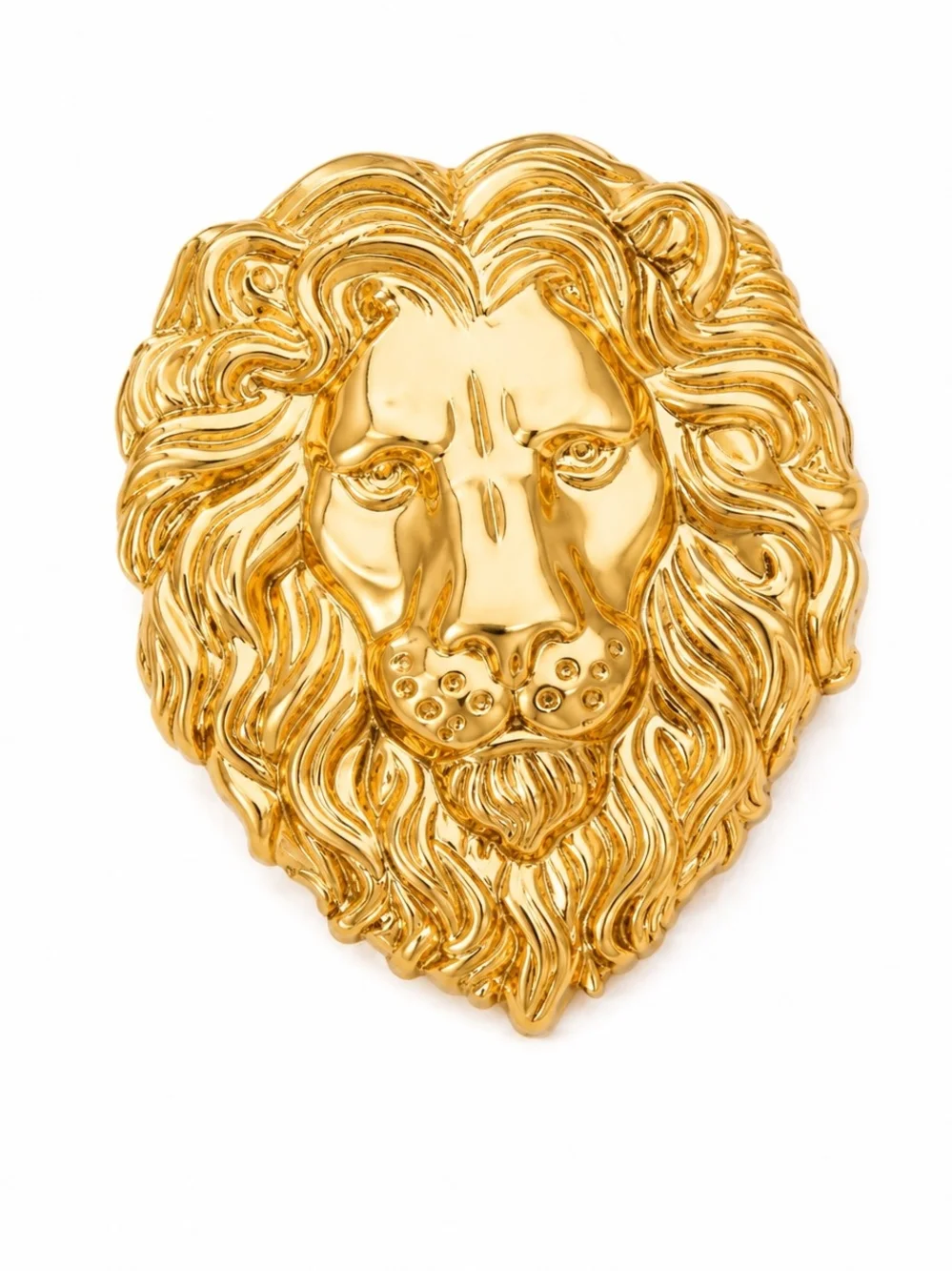 Gold Lion Head Brooch - Elegant Women's Accessory